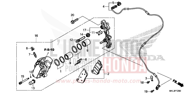 ETRIER DE FREIN AVANT von NC750X DCT MAT BALLISTIC BLACK METALLIC (NHA86) von 2019